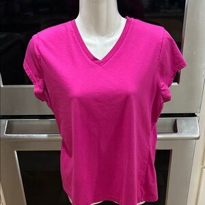 Champion Women's Bright Pink V-Neck Tee